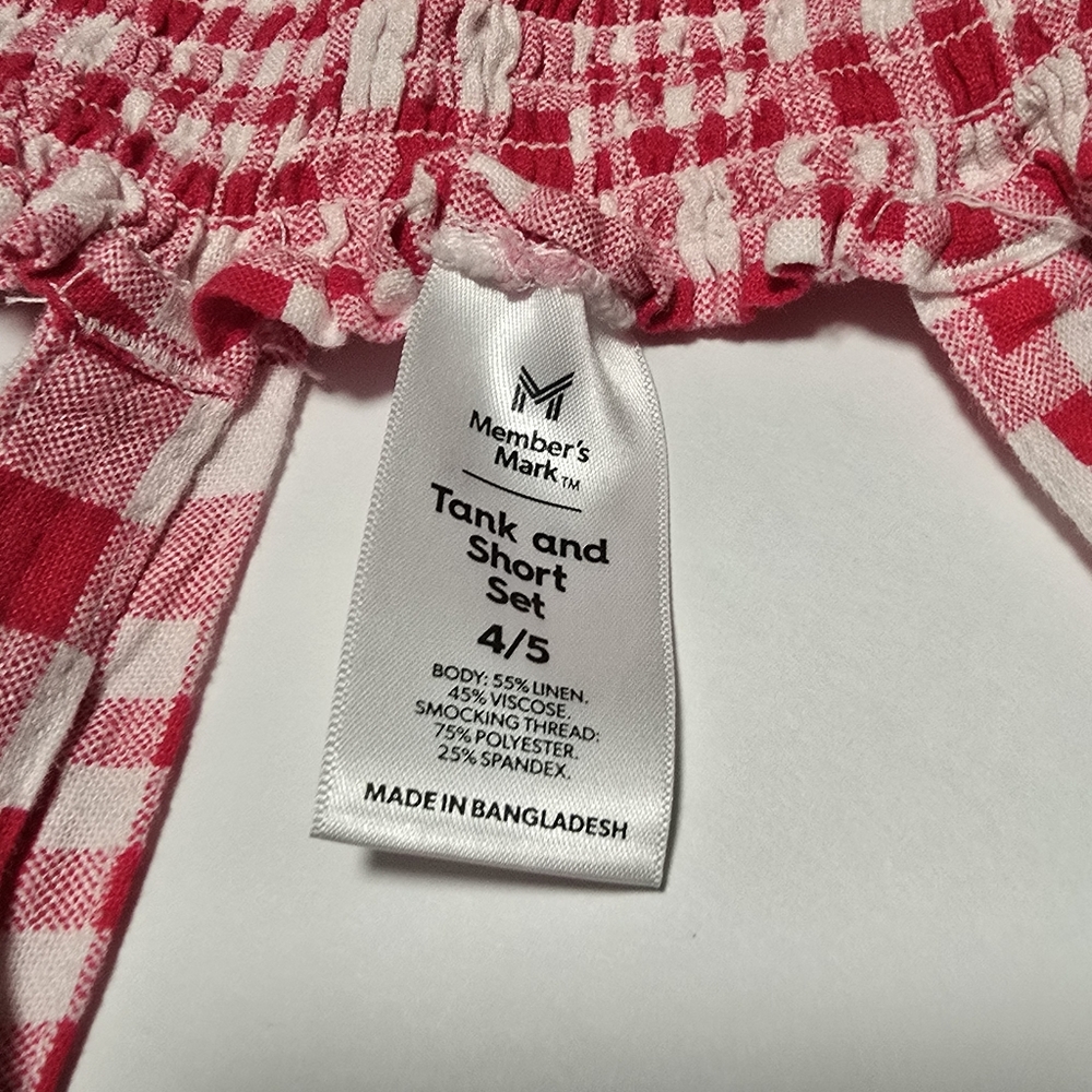 Girl's Size 4/5 Linen Blend 2-Piece Tank & Easy Pull-On Short Set - Red Gingham - Picture 7 of 8